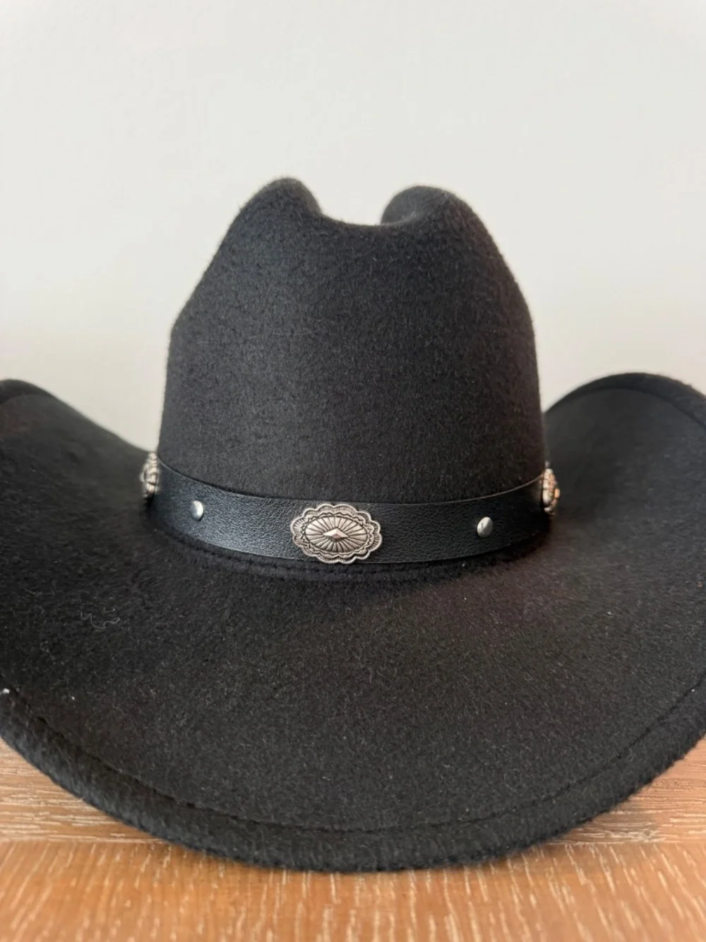 Black Western Cowgirl Hat One Size Rodeo Boho Style - Picture 6 of 8